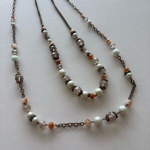 Aldo Double Strand Multi-Color Beaded Long Necklace